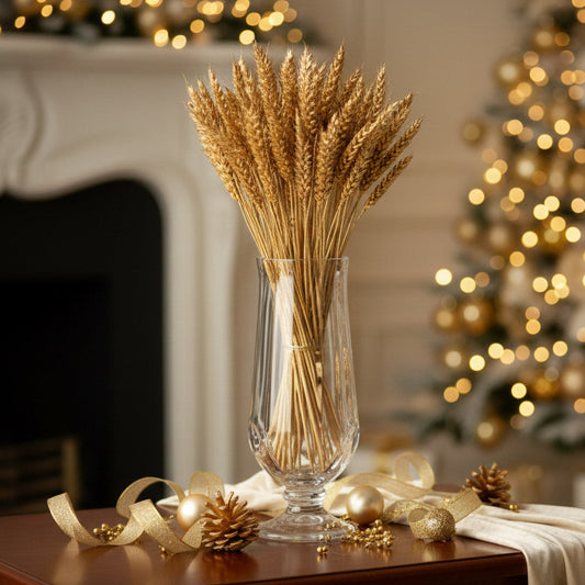 Botte de Blé Doré, épis séchés peints en or décoratif - Flowrette