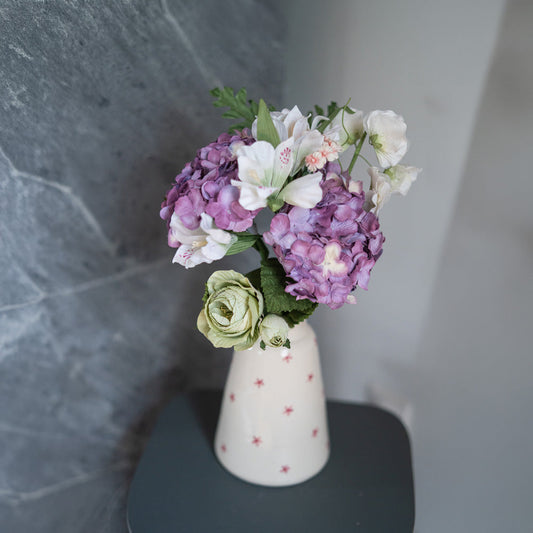 Bouquet de fleurs en papier Rodin, composition artisanale élégante vue de face - Flowrette