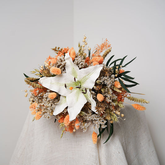 Bouquet mixte Musset, vue d'ensemble fleurs séchées et papier - Flowrette