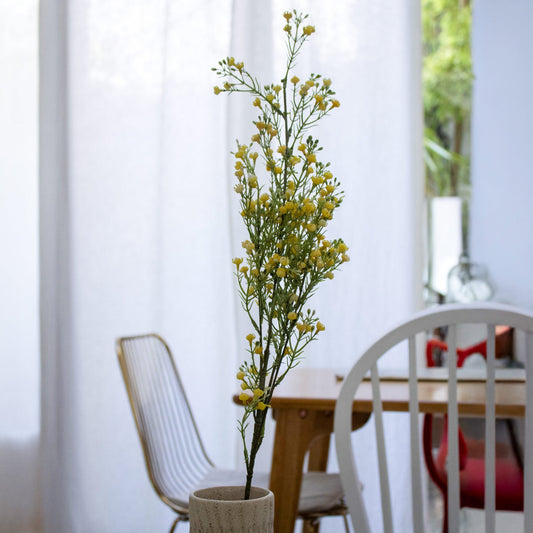 Branche de gypsophile jaune artificielle à la tige x1, fausse fleur délicate, déco florale intérieure