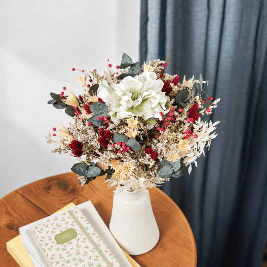 Bouquet mixte Colette, composition florale de fleurs en papier et séchées - Flowrette
