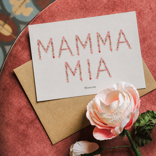 Carte postale Mamma Mia, vue recto avec illustration florale - Flowrette