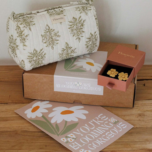 Coffret Blooming Gorgeous Blanc, boîte cadeau ouverte fleurs en papier blanches - Flowrette
