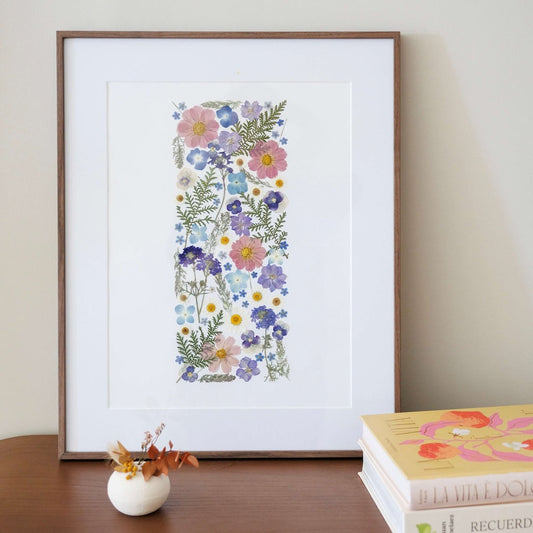 Herbier Éclosion Florale A3, cadre fleurs pressées grand format - Flowrette