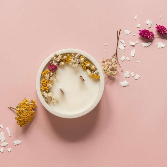 Kit DIY bougie fleurie Jasmin et Phalaris, contenu du coffret créatif - Flowrette