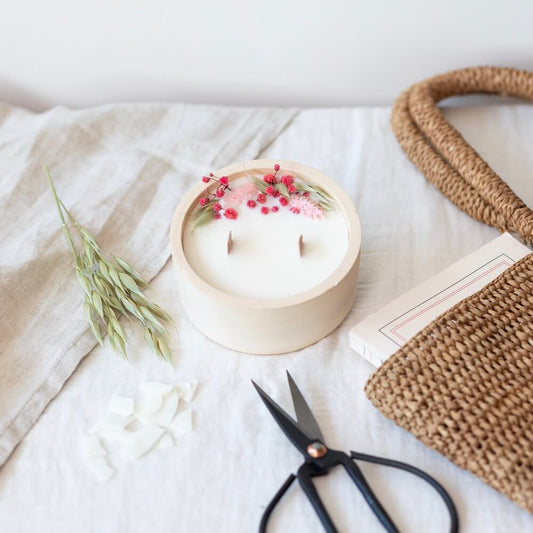 Kit DIY bougie fleurie Hector, coffret vue de face - Flowrette