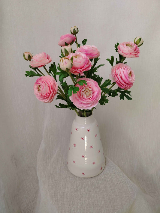 Renoncule rose poudré artificielle, fleur aux pétales superposés délicats - Flowrette