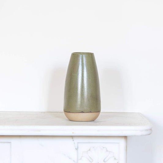 Vase Harmony kaki en terre cuite artisanale - Flowrette
